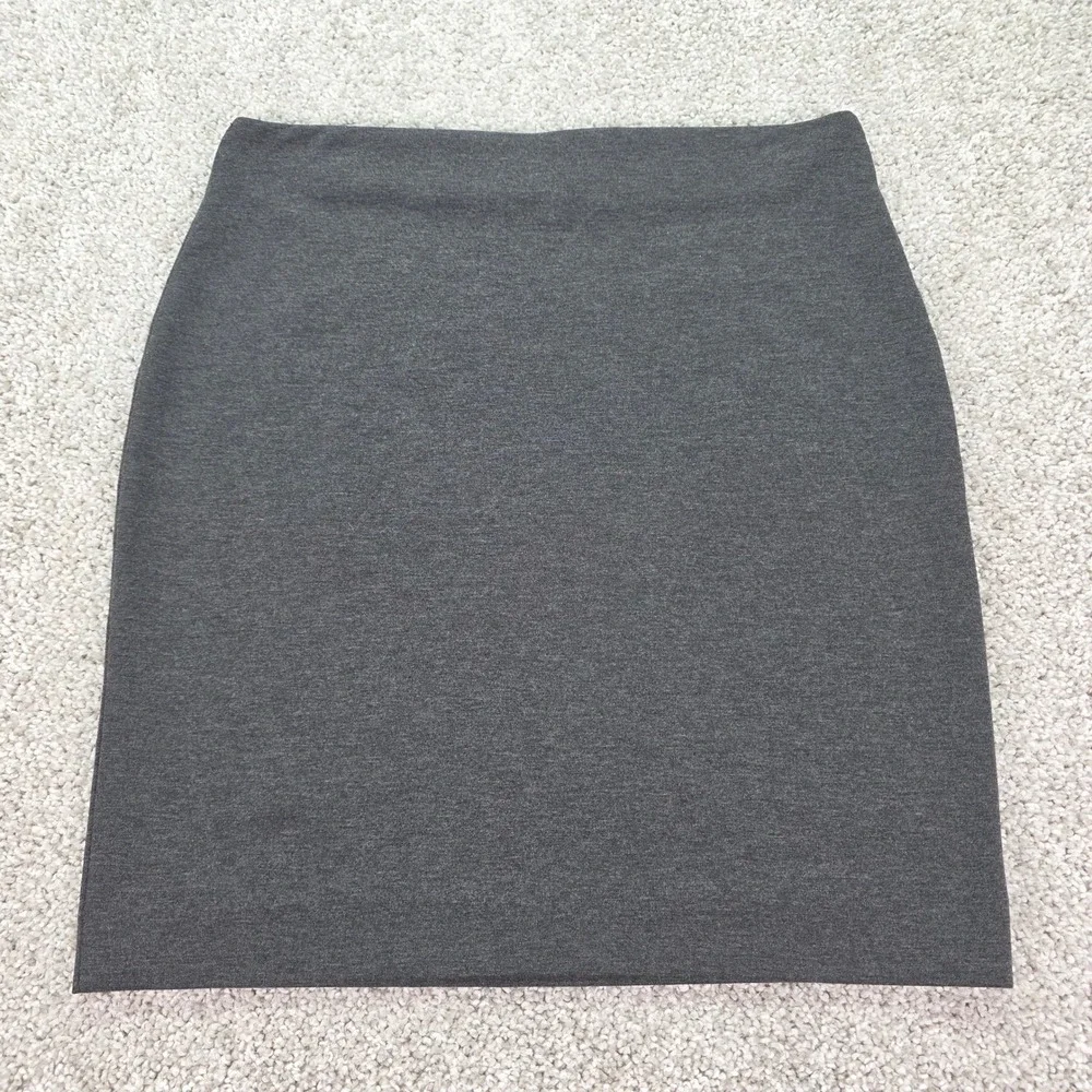 Ann Taylor Loft Womens Small Gray Ponte Knit‎ Pencil Skirt Stretch Pull On Mini